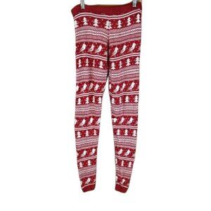 Love By Design Red & White Holiday Christmas Leggings Small Seasonal Print